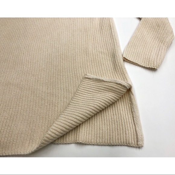 Beige/Cream Cowl Neck Long Sleeve Knit Sweater Dress - Picture 9 of 10